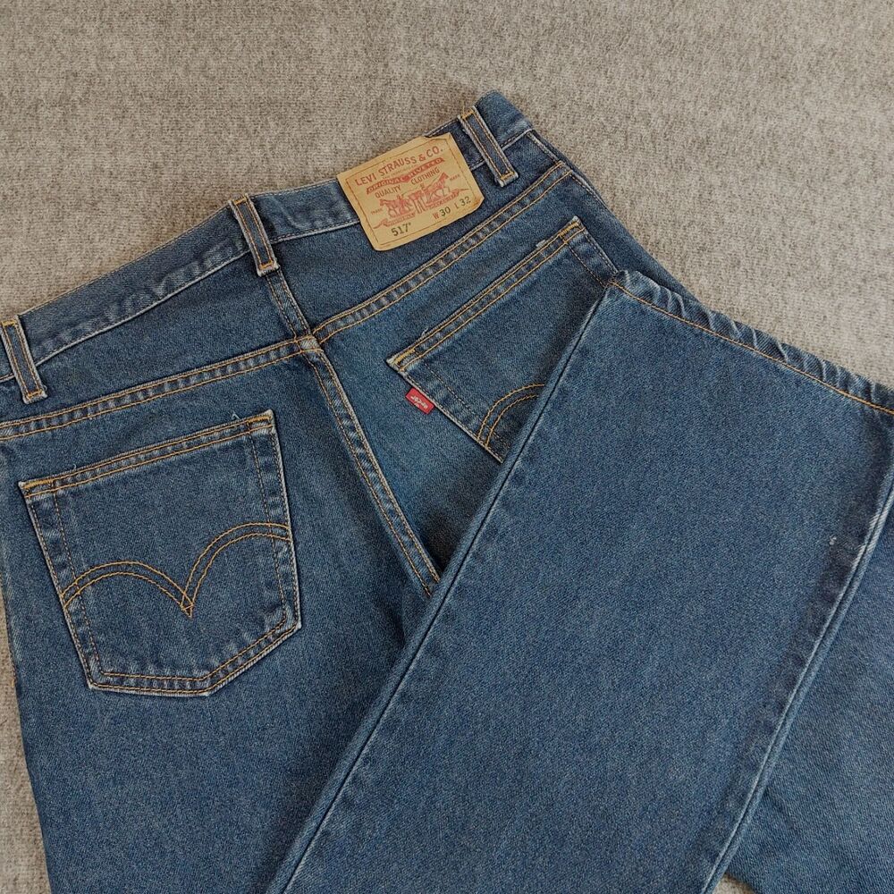 VTG Levis 517 Boot Cut Jeans Mens 30x32 (Fit 30x33) Blue Work Wear Y2K 00s